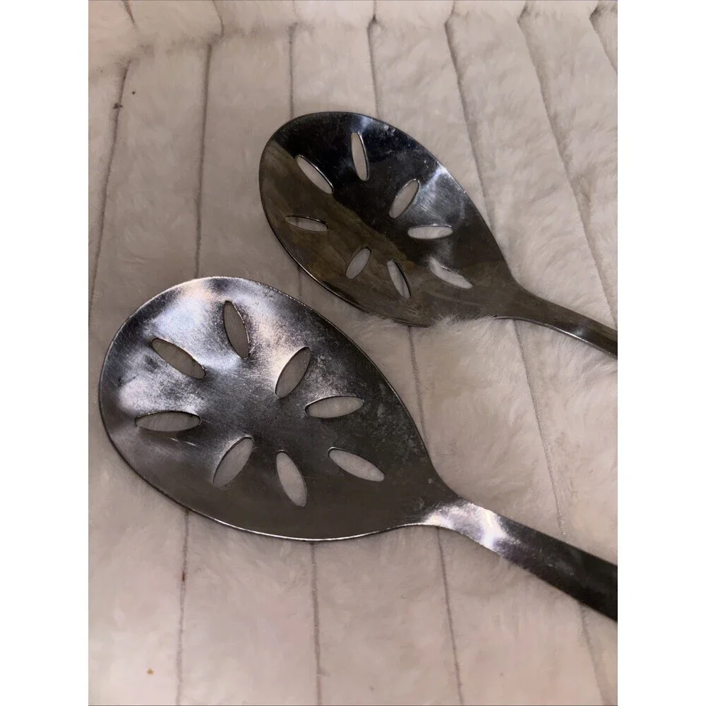 Vintage Imperial Slotted Serving Spoons Stainless Steel Lot Of 2